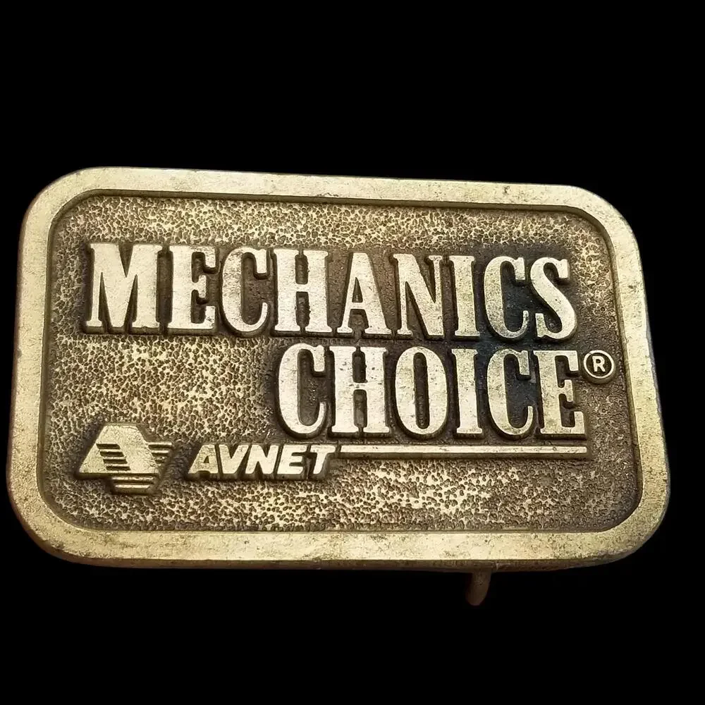 Vintage Mechanics Choice Avnet Brass Belt Buckle - Rustic Industrial Collectible